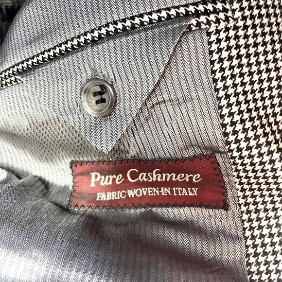JACK VICTOR Cashmere Black White Houndstooth Blazer Suit Jacket - Picture 4 of 12